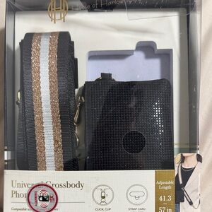 House of Harlow 1960 Black and Gold Phone Case with Strap